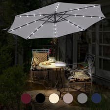 Image of 3m LED Solar Cantilever Parasol Garden Patio Banana Umbrella Sun Shade Canopy