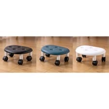 Image of Round Low Rolling Stools Fuax Leather Universal Wheel Small Roller Swivel Stool