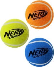 Image of Nerf Dog Tennis Ball Mega Strength 2" Small Puppy Toy Pack 3 Rubber Filled Balls