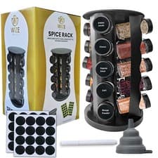 Image of Spice Rack Stainless steel, Countertop Black , 20 Jars,  Revolving Organiser