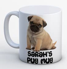 Image of Pug Mug - Personalised with any name mug - BIRTHDAY CHRISTMAS MUG XMAS GIFT