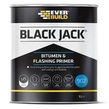 Image of Everbuild Black Jack 902 Bitumen and Flashing Primer, Black, 1 Litre
