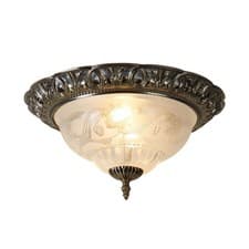 Image of 13 Inch Traditional Antique Brass Flush Fitting Living Room Indoor Ceiling Light