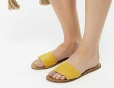 Image of Monsoon Accessorize Lisbon Yellow Suede Sliders Size 7 Bnwt