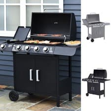 Image of Gas BBQ Grill Stainless Steel 4 Burner + 1 Side Outdoor Barbecue Party