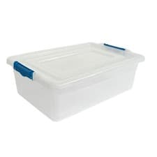 Image of 32L Plastic Storage Box with Clear Lid & Clips – Strong, Spacious, and Stackable