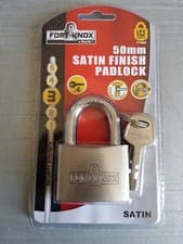 Image of 30mm 40mm 50mm Satin Finish Hardened Steel Padlock and Keys Long Shackle Gate
