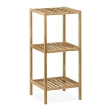 Image of Bathroom Shelf Rack Wooden Shelving Unit Storage Walnut Wood Freestanding Brown