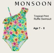 Image of MONSOON Tropical Print Swimsuit Swimming Costume 7-8 Years BNWT