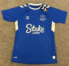 Image of Everton FC Hummel 2022/23 Adults Home Football Shirt Size Medium BNWT