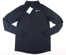 Image of NIKE DRI FIT ELEMENT RUNNING HALF ZIP LONG SLEEVE TOP - BLACK AH8973-010 - MEN S