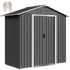 Image of Outsunny 6.5x3.5ft Metal Garden Shed for Garden, Dark Grey