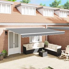 Image of Retractable Awning Frame White 5x3m Aluminium Manual Outdoor Patio Shade EasyFit