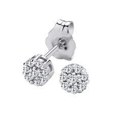 Image of 9ct White Gold 0.10ct Diamond Cluster Stud Earrings