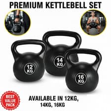 Image of 12-16kg Vinyl Kettlebel Weight Set Kettlebells Exercise Home Fitness Workout Gym