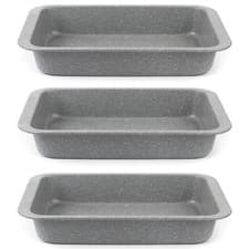 Image of Salter Set of 3 Marble Collection Carbon Steel Non-Stick Roasting Pan