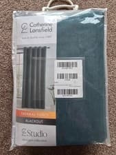 Image of Catherine Lansfield Wilson Thermal Blackout Green Eyelet Curtains (66" x 54")