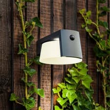 Image of Lutec - Moon - 6906001118 - Dark Grey Opal IP44 Solar Outdoor Sensor Wall Light