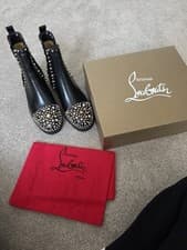 Image of BLACK BIKER STYLE CHELSEA ANKLE BOOTS STUD 39 6