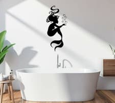 Image of Mermaid Bubbles Wall Stickers Bathroom Home Decor Removable Decals Sealife Art