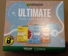 Image of Garnier Ultimate Face & Eye Mask Trio Giftset  vegan formula, New