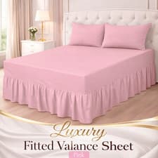 Image of Fitted Valance Sheets Polycotton Luxury Non- Iron Plain Dyed Premium Bed Sheets