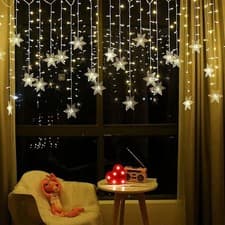 Image of LED Curtain String Lights, 96 LED 3.5M Fairy Snowflake Lights, Christmas Lights