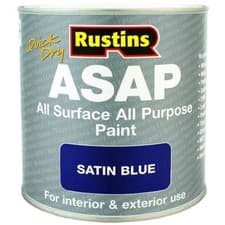 Image of Satin Blue All Surface All Purpose ASAP Paint Rustins Quick Dry 250ml UK Made