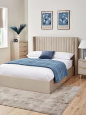 Image of Haywood End Lift Up Storage Ottoman King Bed Natural Stylish and Modern Bedroom