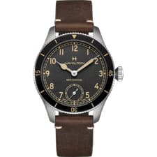 Image of Hamilton Khaki Aviation Pilot Pioneer ST Steel Black Dial Men Watch H76719530
