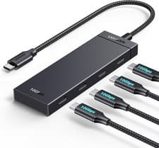 Image of USB C Hub 10Gbps, Splitter with 4 USB-C Ports, 30CM Cable, Black