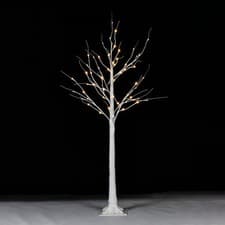 Image of Birch Tree Christmas Decoration 4ft, 5ft 6ft Pre Lit Warm White LED Outdoor Xmas