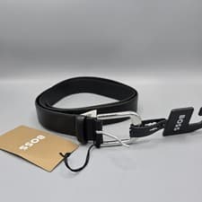 Image of Hugo Boss Anna Black Italian Leather 3cm Women's Buckle Belt Size 95 New RRP £69