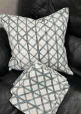 Image of 4 SANDERSON Fabric Trellis Cotton Linen Cushion Covers. Brand New 43 X 43cm.