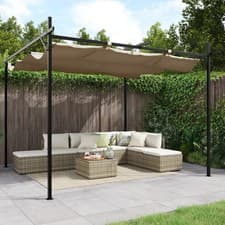 Image of WALPLUS Pergola with Retractable Roof Taupe 295x292x230 cm Outdoor Patio Cover