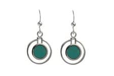 Image of Turquoise Earrings Sterling Silver Drop Round Stone Drops
