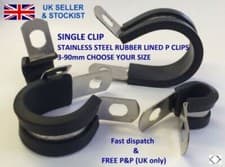 Image of RUBBER LINED P CLIPS STAINLESS STEEL **CHOOSE YOUR SIZE** single clip