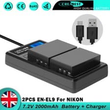 Image of 2× EN-EL9 EL9A Battery + Charger For Nikon D3000 D40 D5000 D60 DSLR D40X
