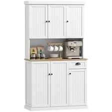 Image of HOMCOM Kitchen Cupboard Storage Cabinet with Adjustable Shelves, White
