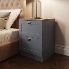 Image of 2 Drawer Bedside Shaker Style Modern Bedroom Furniture Matt Grey