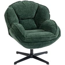 Image of HOMCOM Accent Chair with Swivel for Living Room Dark Green