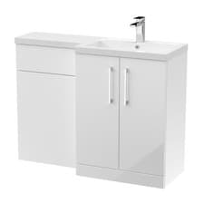 Image of Nuie Arno 1100mm Combination Vanity WC Unit & L-Shape Basin Gloss White Bathroom