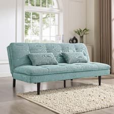Image of Sofa Bed 3 Seater Clic Clac Fabric Black Legs Living Room Recliner Couch Sofa