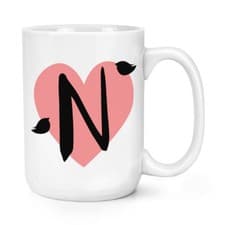 Image of Letter N Heart Alphabet 15oz Large Mug Cup - Big