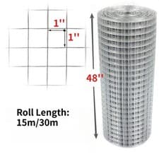 Image of Welded Wire Mesh 1" x 1" x 15m/30m Galvanised Fence Aviary Rabbit Hutch Chicken
