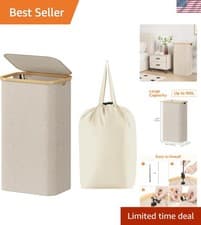 Image of Laundry Basket with Lid Large 100L Foldable Clothes Hamper for Bedroom Bathroom
