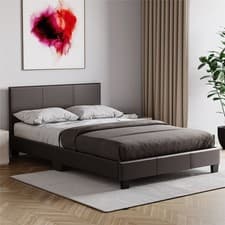 Image of Vida Designs Lisbon Double King Faux Leather UKFR Wooden Bed Frame Bedroom
