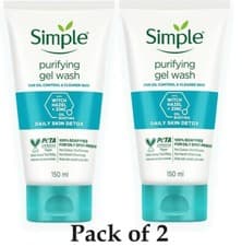 Image of 2 X SIMPLE Daily Skin Detox Purifying Face Gel Wash 150ml Each