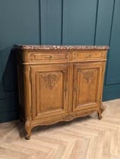 Image of French oak marble topped sideboard