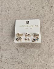 Image of Accessorize London 6 Pairs Earing Studs Mixed Gold Tone New With Tags Womens